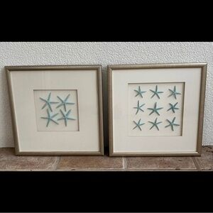 Pair of matted & framed starfish wall art